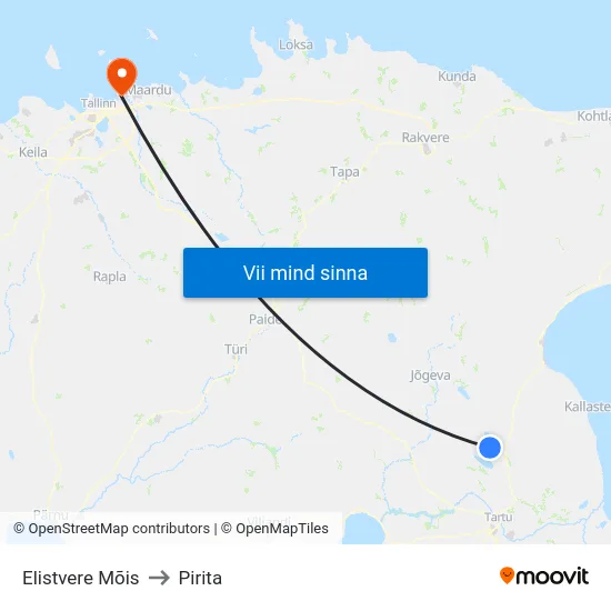 Elistvere Mõis to Pirita map