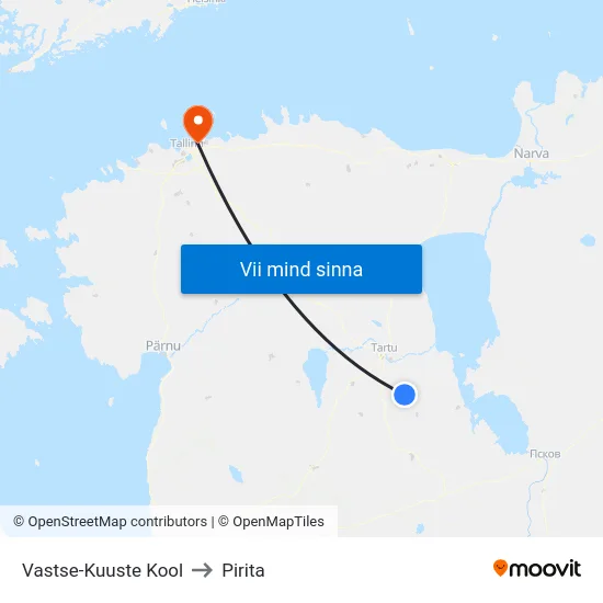 Vastse-Kuuste Kool to Pirita map