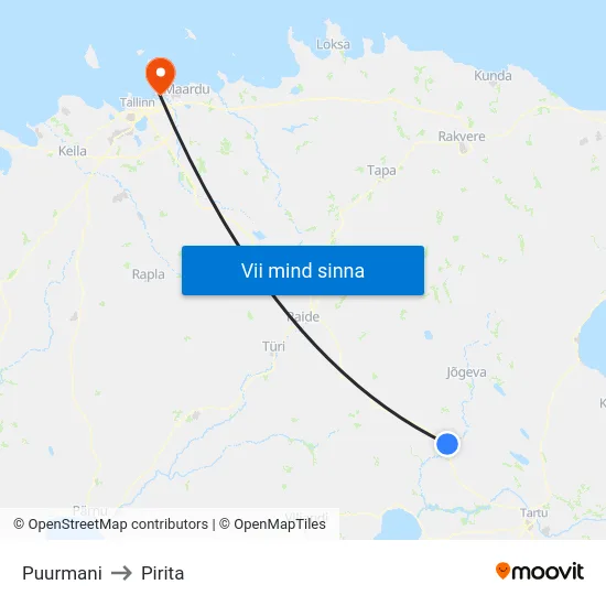 Puurmani to Pirita map