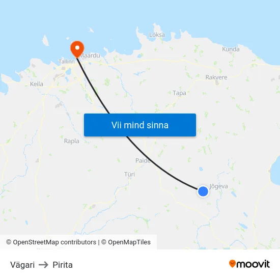 Vägari to Pirita map