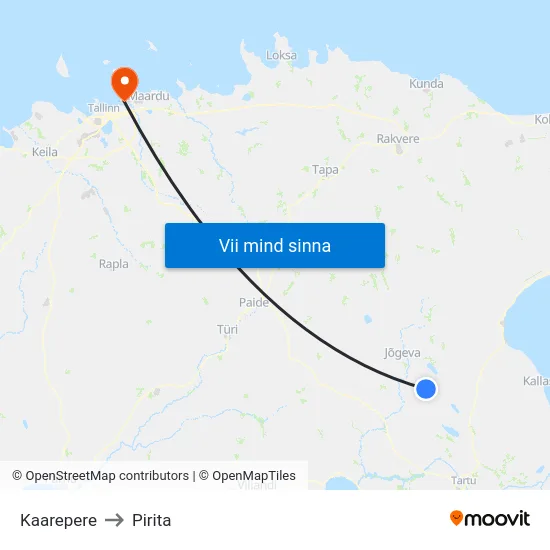 Kaarepere to Pirita map
