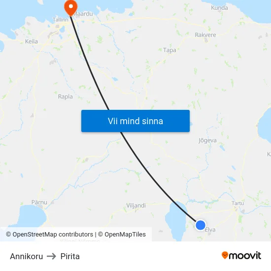 Annikoru to Pirita map