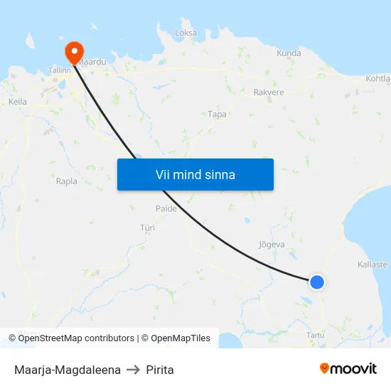 Maarja-Magdaleena to Pirita map