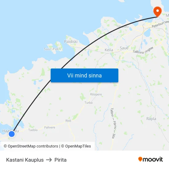 Kastani Kauplus to Pirita map