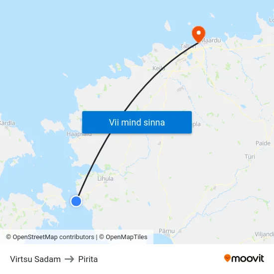 Virtsu Sadam to Pirita map