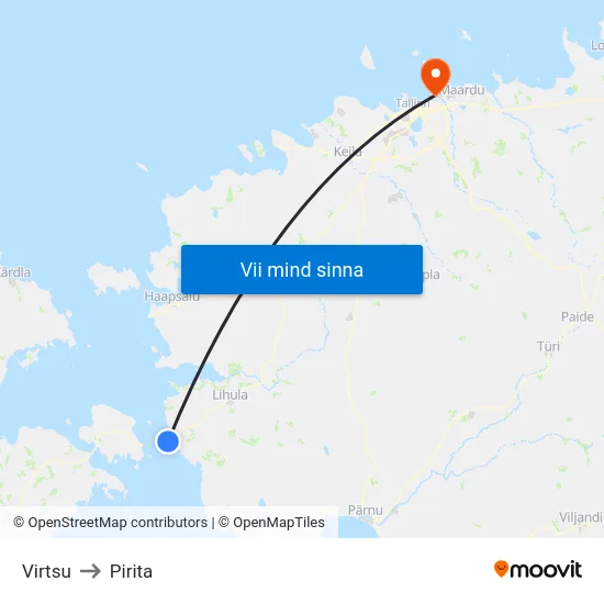 Virtsu to Pirita map