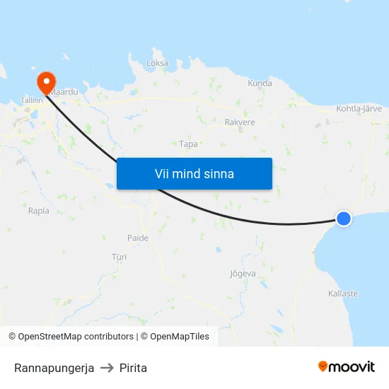 Rannapungerja to Pirita map