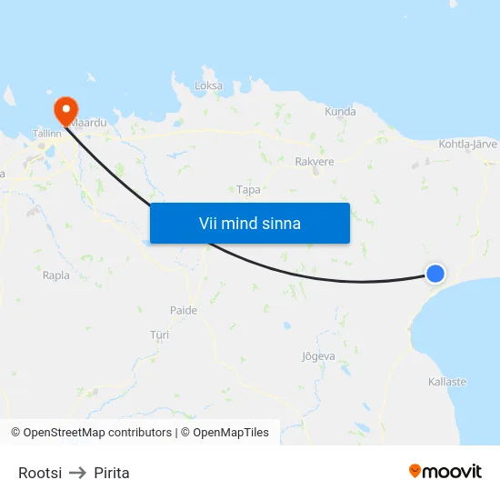 Rootsi to Pirita map