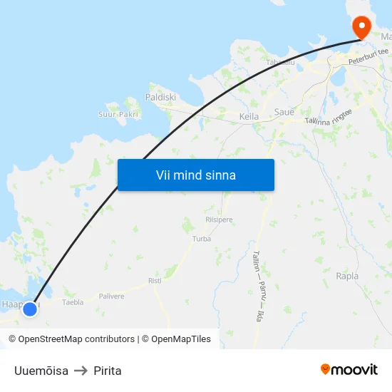 Uuemõisa to Pirita map