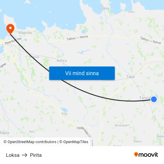 Loksa to Pirita map