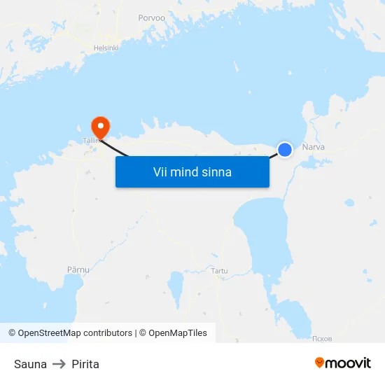 Sauna to Pirita map