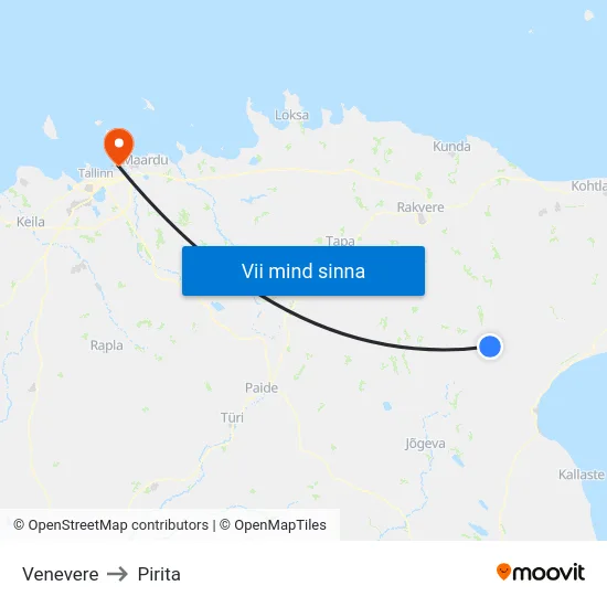 Venevere to Pirita map
