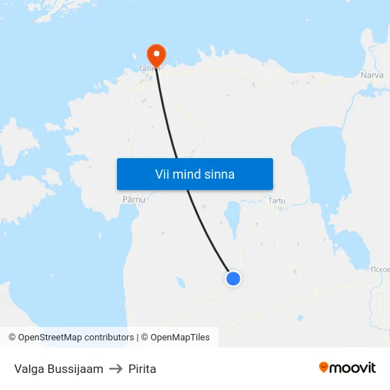 Valga Bussijaam to Pirita map