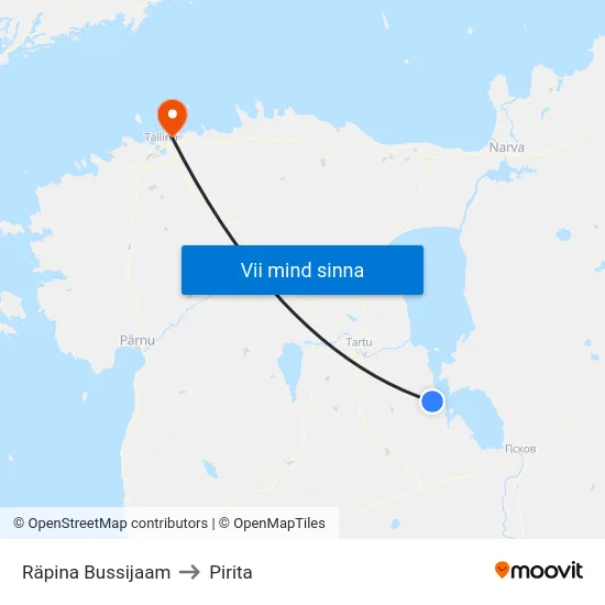 Räpina Bussijaam to Pirita map