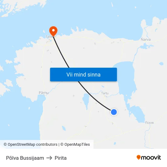 Põlva Bussijaam to Pirita map