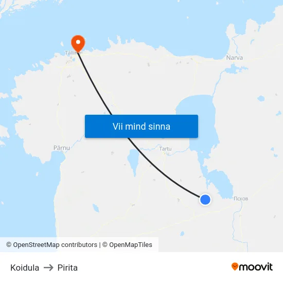 Koidula to Pirita map