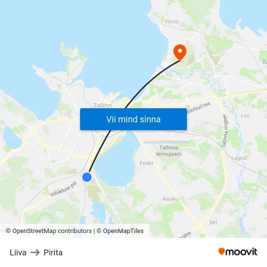 Liiva to Pirita map
