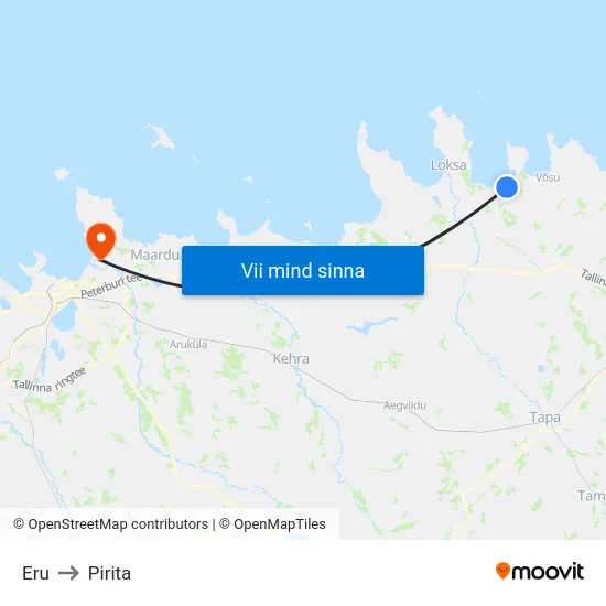 Eru to Pirita map