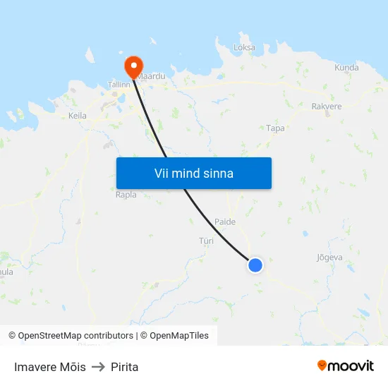 Imavere Mõis to Pirita map
