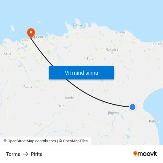 Torma to Pirita map