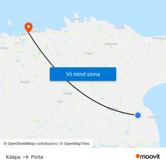 Kääpa to Pirita map