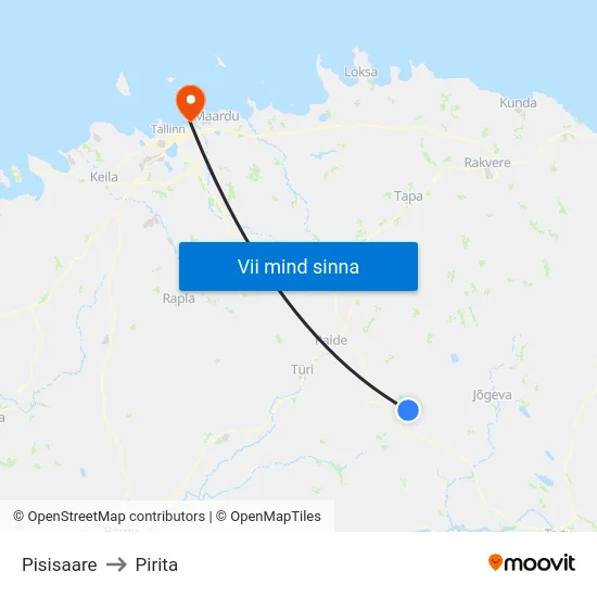 Pisisaare to Pirita map