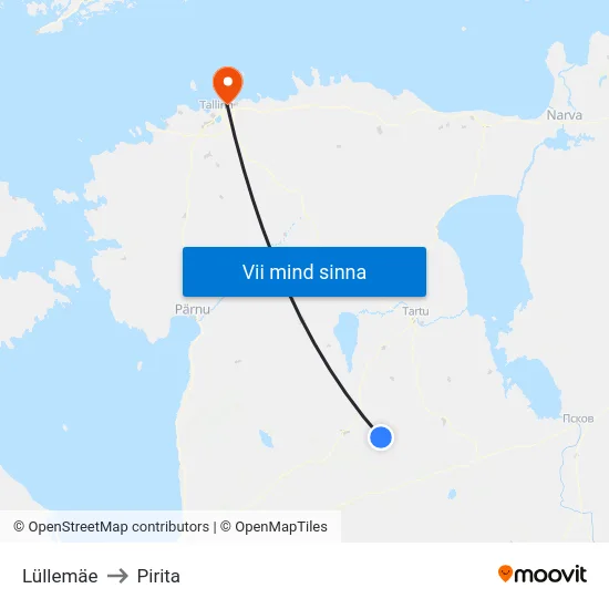 Lüllemäe to Pirita map
