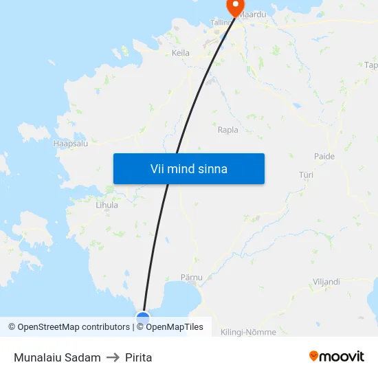 Munalaiu Sadam to Pirita map