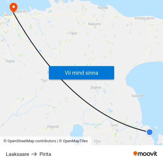 Laaksaare to Pirita map