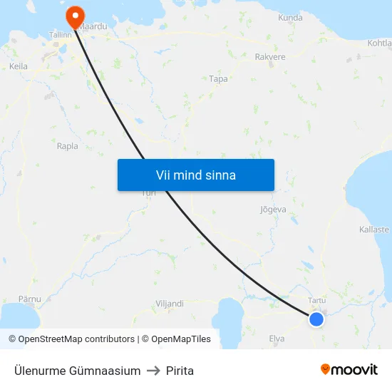 Ülenurme Gümnaasium to Pirita map