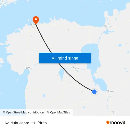 Koidula Jaam to Pirita map