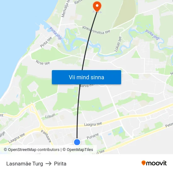 Lasnamäe Turg to Pirita map