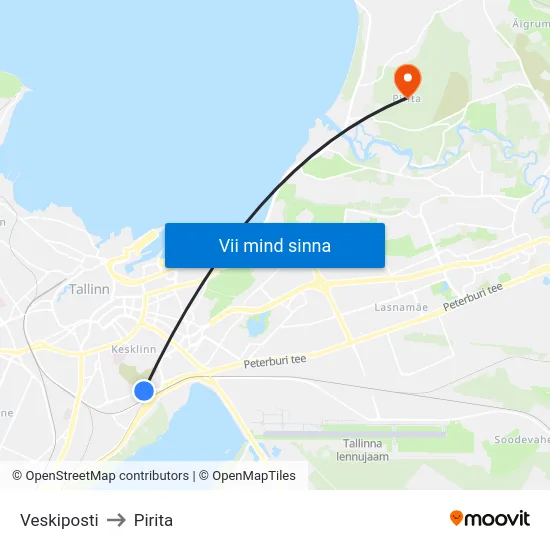 Veskiposti to Pirita map