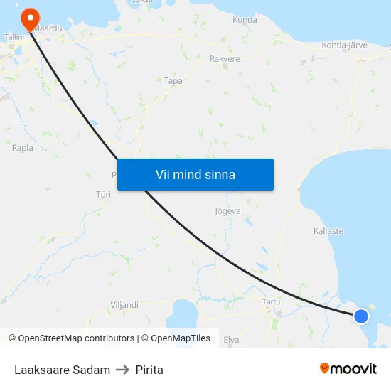 Laaksaare Sadam to Pirita map