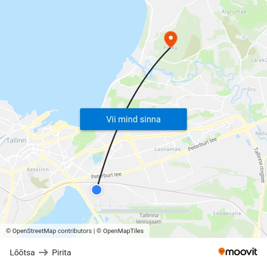 Lõõtsa to Pirita map