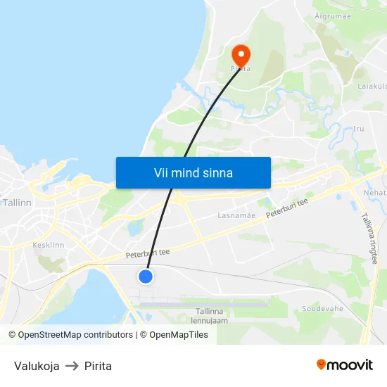 Valukoja to Pirita map