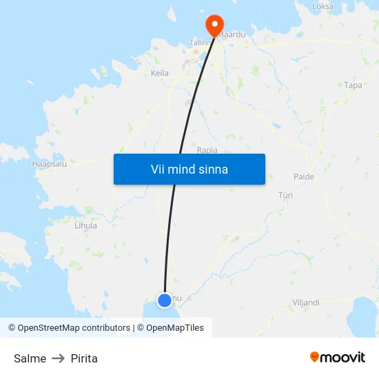 Salme to Pirita map