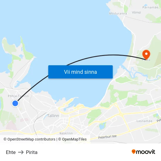 Ehte to Pirita map