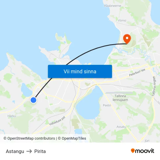 Astangu to Pirita map