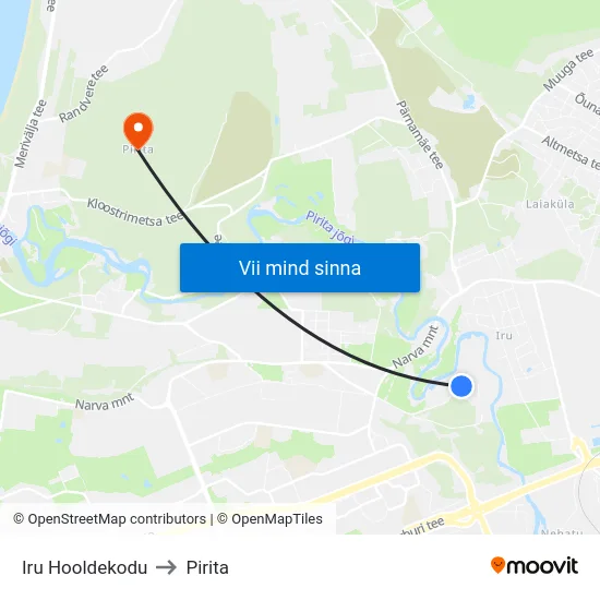 Iru Hooldekodu to Pirita map