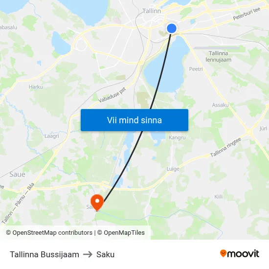 Tallinna Bussijaam to Saku map