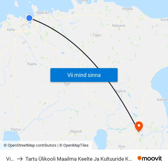 Viru to Tartu Ülikooli Maailma Keelte Ja Kultuuride Kolledž map