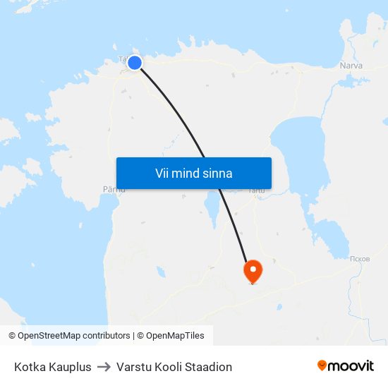 Kotka Kauplus to Varstu Kooli Staadion map