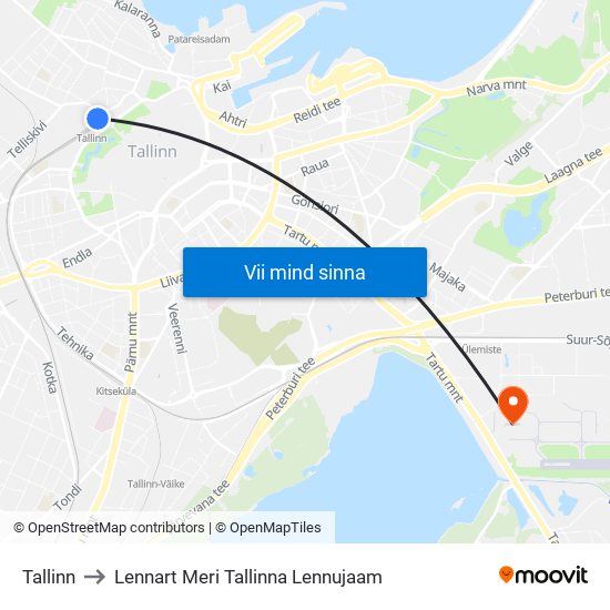 Tallinn to Lennart Meri Tallinna Lennujaam map