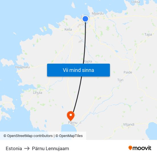 Estonia to Pärnu Lennujaam map