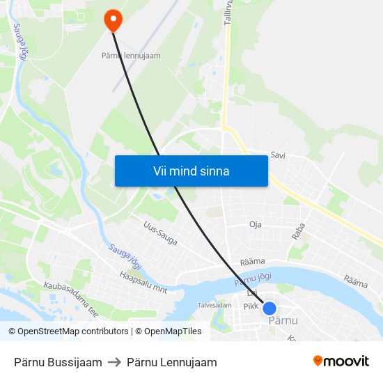 Pärnu Bussijaam to Pärnu Lennujaam map