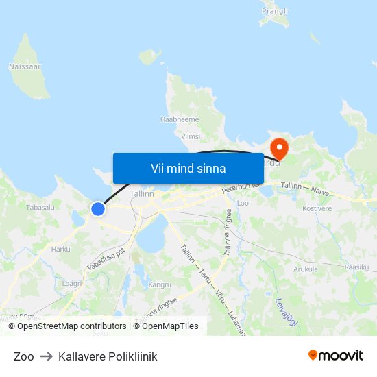Zoo to Kallavere Polikliinik map