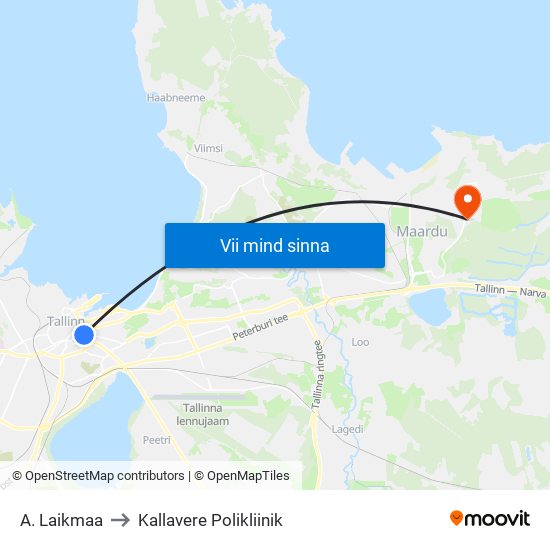 A. Laikmaa to Kallavere Polikliinik map