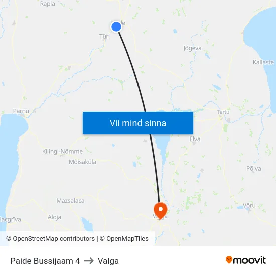 Paide Bussijaam 4 to Valga map