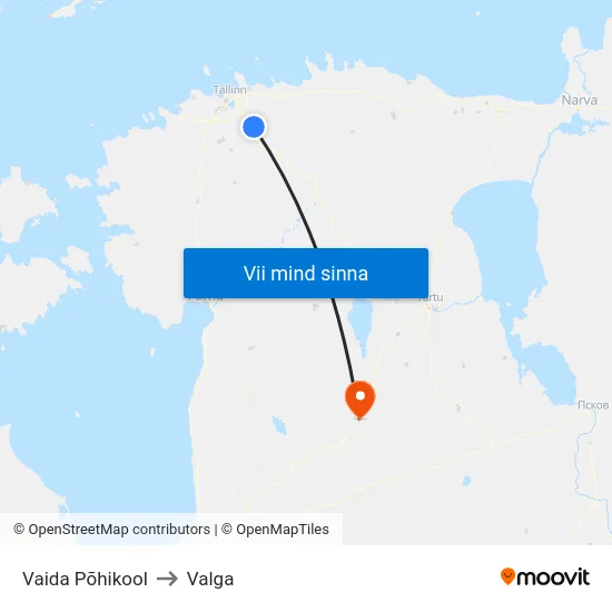 Vaida Põhikool to Valga map